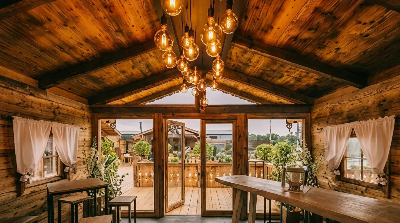 Hochwertiger Innenausbau eines mobilen Chalets aus heimischem Holz